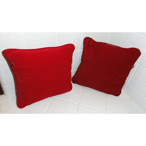 Vintage Needlepoint Christmas Pillow Lot Snowman & Santa decorative holiday - Picture 12 of 13